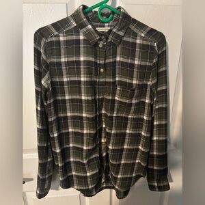 American Eagle Plaid Button-Up Green/white soft Boyfriend Fit (Women’s Small)